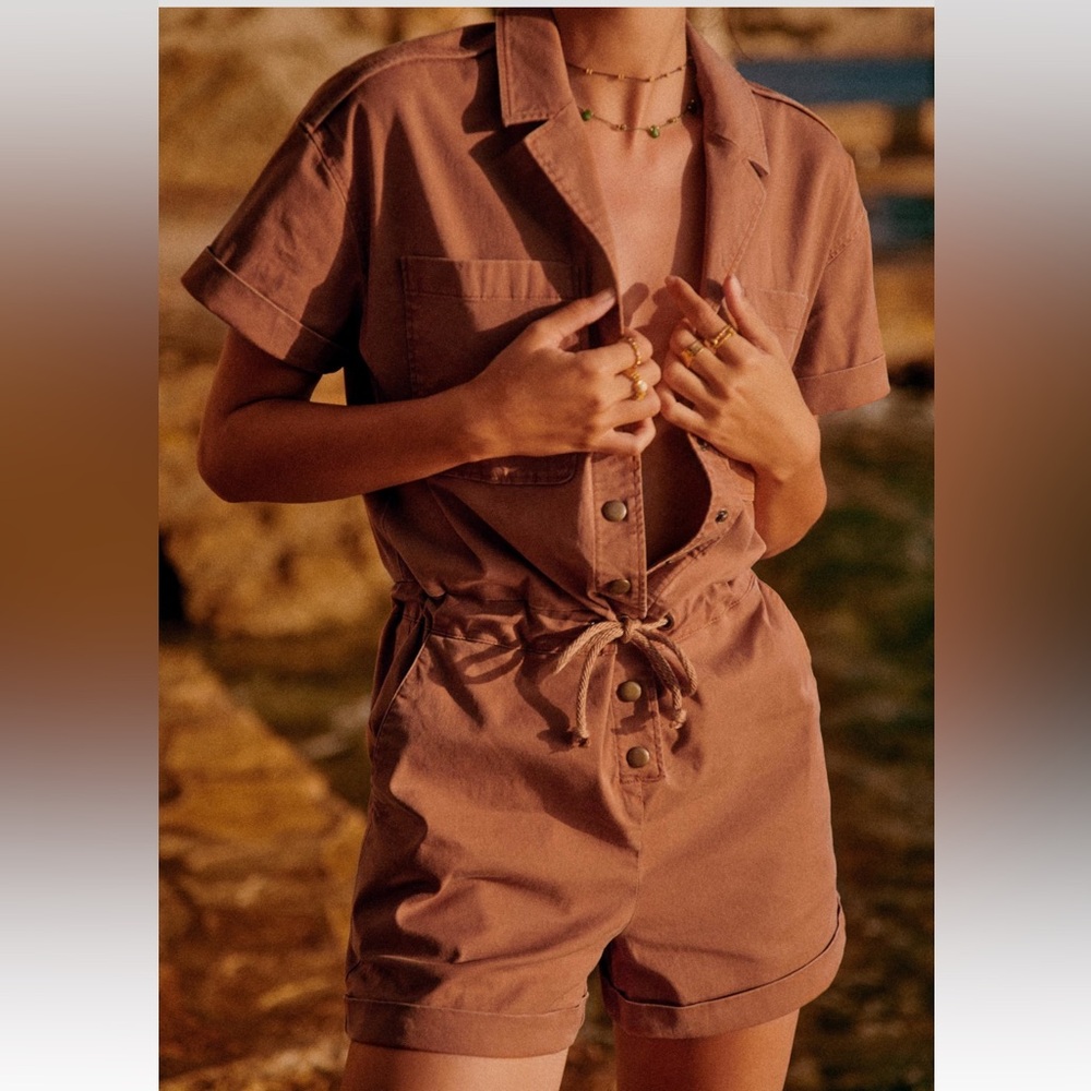 NWT - Sezane Kaou jumpsuit in dark camel - Picture 2 of 6